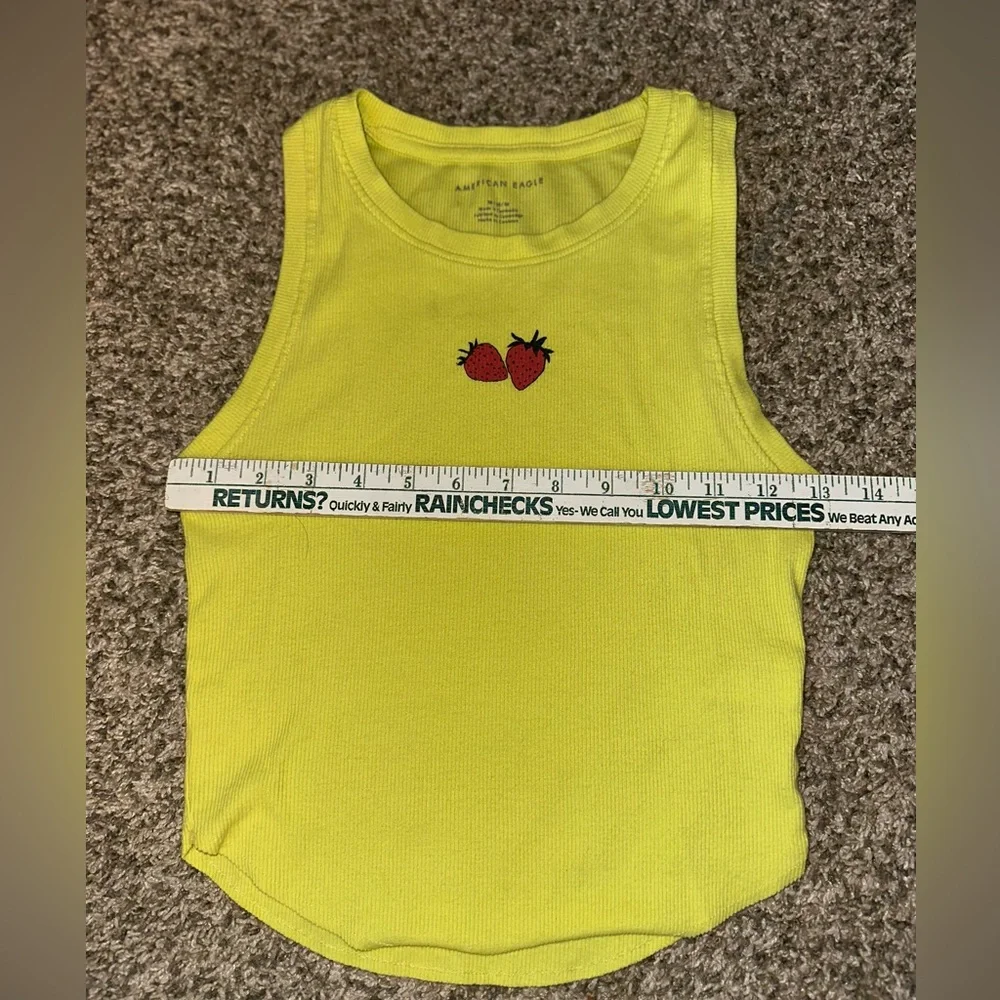 American Eagle Outfitters Yellow Crop Top with Strawberry Embroidery - Picture 3 of 4